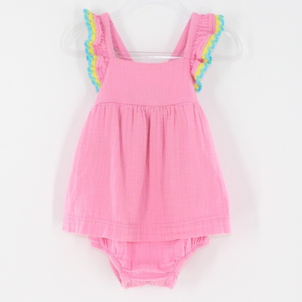 Cat & Jack Baby Romper Gauze Flutter Sleeve 18M Pink